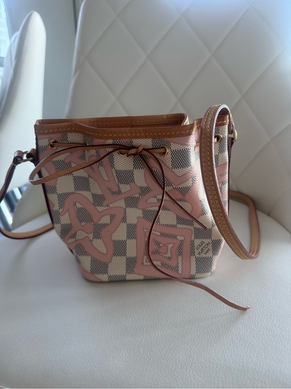 Louis Vuitton Damier Azur Pink Graffiti Mini Bucket Crossbody